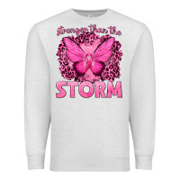 Oatmeal Heather Stronger Than The Storm Breast Cancer Premium Sweatshirt - texasbilliewilder