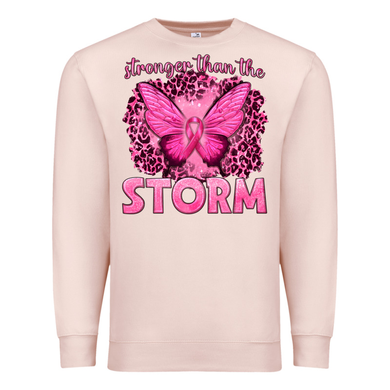 Stronger Than The Storm Breast Cancer Premium Sweatshirt by texasbilliewilder | Teevron