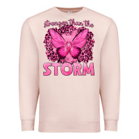 Pale Pink Stronger Than The Storm Breast Cancer Premium Sweatshirt - texasbilliewilder