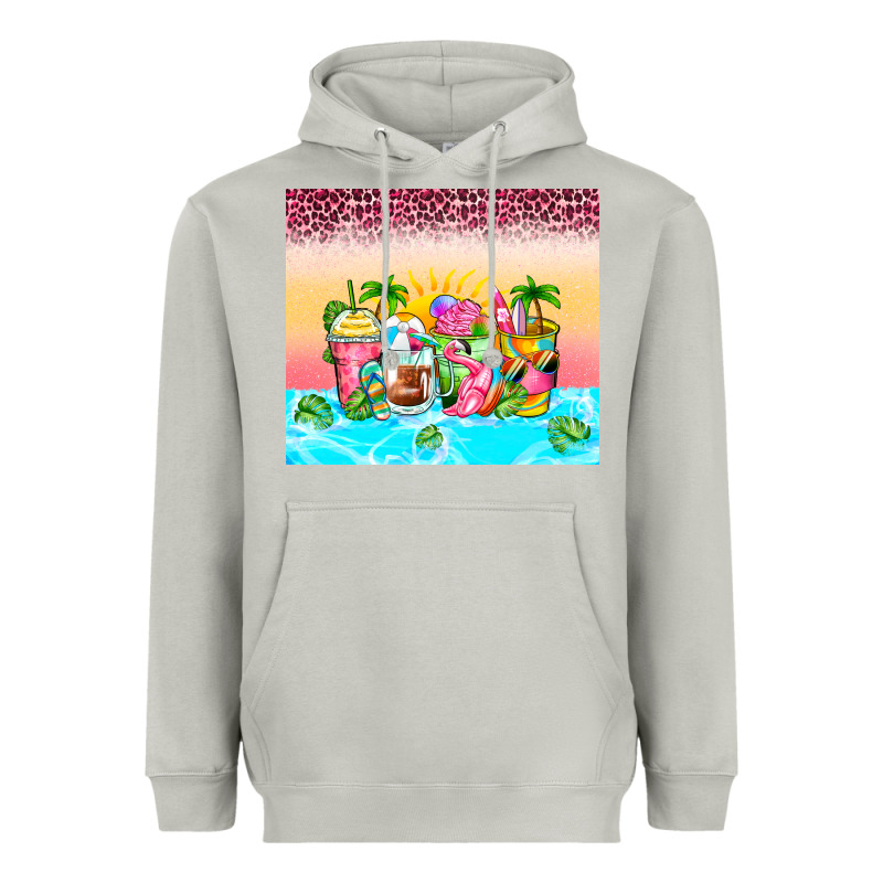 Beach Summer Coffee Cups Heavyweight Hoodie by Zillion Design Studio | Teevron