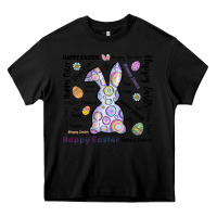 Black Happy Easter Heavy Core Tee - CowhideDigitalArt