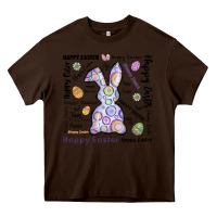 Chocolate Brown Happy Easter Heavy Core Tee - CowhideDigitalArt