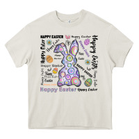 Cream Happy Easter Heavy Core Tee - CowhideDigitalArt