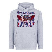Heather Grey American dad with cowboy Heavyweight Hoodie - texasbilliewilder