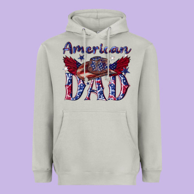 Heavyweight Hoodie American dad with cowboy