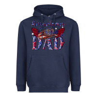 Navy American dad with cowboy Heavyweight Hoodie - texasbilliewilder