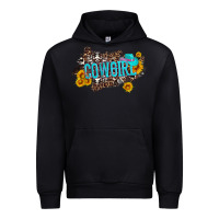 Black western cowgirl and sunflower with hat and cowhide leopard Urban Hoodie - Artiststas