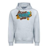 Heather Grey western cowgirl and sunflower with hat and cowhide leopard Urban Hoodie - Artiststas