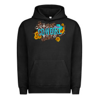Pigment Black western cowgirl and sunflower with hat and cowhide leopard Urban Hoodie - Artiststas