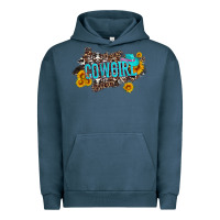 Pigment Midnight Navy western cowgirl and sunflower with hat and cowhide leopard Urban Hoodie - Artiststas