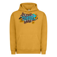 Pigment Peanut Butter western cowgirl and sunflower with hat and cowhide leopard Urban Hoodie - Artiststas