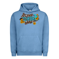 Pigment Pebble Blue western cowgirl and sunflower with hat and cowhide leopard Urban Hoodie - Artiststas