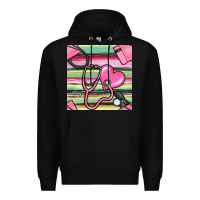 Black Nurse Stethoscope Seamless Pattern Premium Hoodie - BundleAndBundleShop