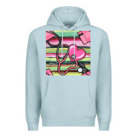 Blue Mist Nurse Stethoscope Seamless Pattern Premium Hoodie - BundleAndBundleShop
