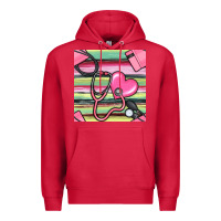 Cardinal Nurse Stethoscope Seamless Pattern Premium Hoodie - BundleAndBundleShop