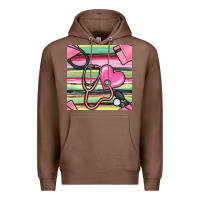 Chestnut Nurse Stethoscope Seamless Pattern Premium Hoodie - BundleAndBundleShop