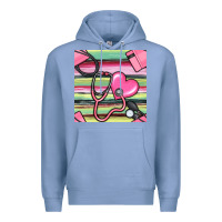 Colony Blue Nurse Stethoscope Seamless Pattern Premium Hoodie - BundleAndBundleShop
