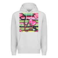 Dove Grey Nurse Stethoscope Seamless Pattern Premium Hoodie - BundleAndBundleShop