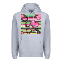 Heather Grey Nurse Stethoscope Seamless Pattern Premium Hoodie - BundleAndBundleShop
