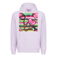 Lilac Nurse Stethoscope Seamless Pattern Premium Hoodie - BundleAndBundleShop