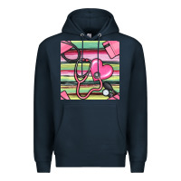 Navy Nurse Stethoscope Seamless Pattern Premium Hoodie - BundleAndBundleShop