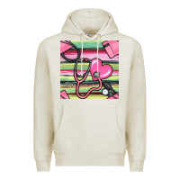 Oatmeal Heather Nurse Stethoscope Seamless Pattern Premium Hoodie - BundleAndBundleShop