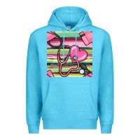 Ocean Blue Nurse Stethoscope Seamless Pattern Premium Hoodie - BundleAndBundleShop
