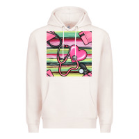 Pale Pink Nurse Stethoscope Seamless Pattern Premium Hoodie - BundleAndBundleShop