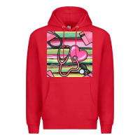 Red Nurse Stethoscope Seamless Pattern Premium Hoodie - BundleAndBundleShop