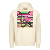 Sandshell Nurse Stethoscope Seamless Pattern Premium Hoodie - BundleAndBundleShop