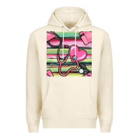 Tofu Nurse Stethoscope Seamless Pattern Premium Hoodie - BundleAndBundleShop