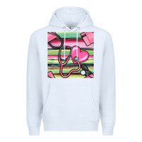 White Nurse Stethoscope Seamless Pattern Premium Hoodie - BundleAndBundleShop