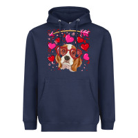 Navy valentine's day  beagle Heavyweight Hoodie - RanaPortraitStore