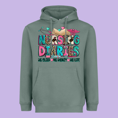 Heavyweight Hoodie nursing diaries no sleep no money no life