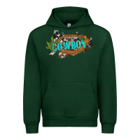 Forest Green western cowboy and hat with cactus and cowhide Urban Hoodie - Artiststas