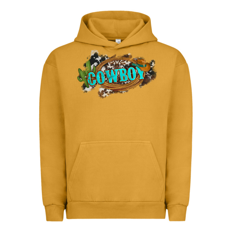 Western Cowboy And Hat With Cactus And Cowhide Urban Hoodie by Artiststas | Teevron
