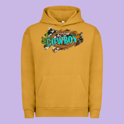Western Cowboy And Hat With Cactus And Cowhide Urban Hoodie Designed By Artiststas