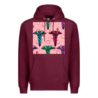 Burgundy Medicine Seamless Pattern Premium Hoodie - BundleAndBundleShop
