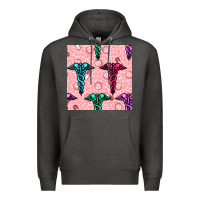 Charcoal Heather Medicine Seamless Pattern Premium Hoodie - BundleAndBundleShop