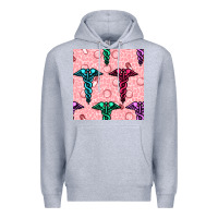 Heather Grey Medicine Seamless Pattern Premium Hoodie - BundleAndBundleShop