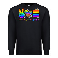 Black peace love equality Premium Sweatshirt - Zillion Design Studio