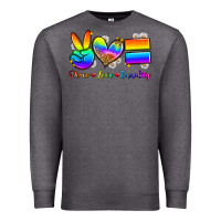 Charcoal Heather peace love equality Premium Sweatshirt - Zillion Design Studio