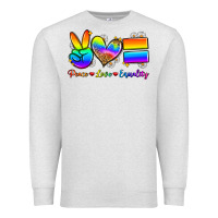 Oatmeal Heather peace love equality Premium Sweatshirt - Zillion Design Studio