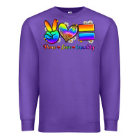 Purple peace love equality Premium Sweatshirt - Zillion Design Studio