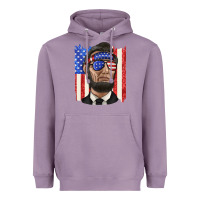 Lavender American flag with lincoln Heavyweight Hoodie - texasbilliewilder