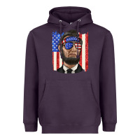 Plum American flag with lincoln Heavyweight Hoodie - texasbilliewilder