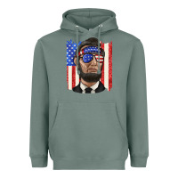 Sage American flag with lincoln Heavyweight Hoodie - texasbilliewilder