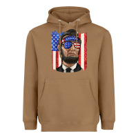 Toasted Coconut American flag with lincoln Heavyweight Hoodie - texasbilliewilder