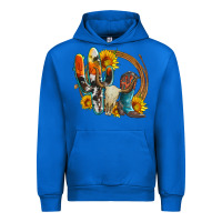 Cobalt western cactus bullskull and boots with sunflowers and serape leopard Urban Hoodie - Artiststas