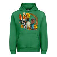 Emerald western cactus bullskull and boots with sunflowers and serape leopard Urban Hoodie - Artiststas